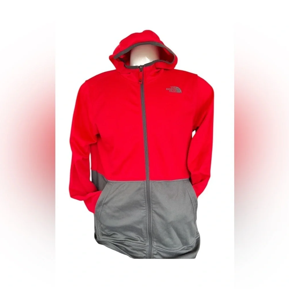 The North Face Kids Glacier fleece full-zip hooded jacket in red and grey